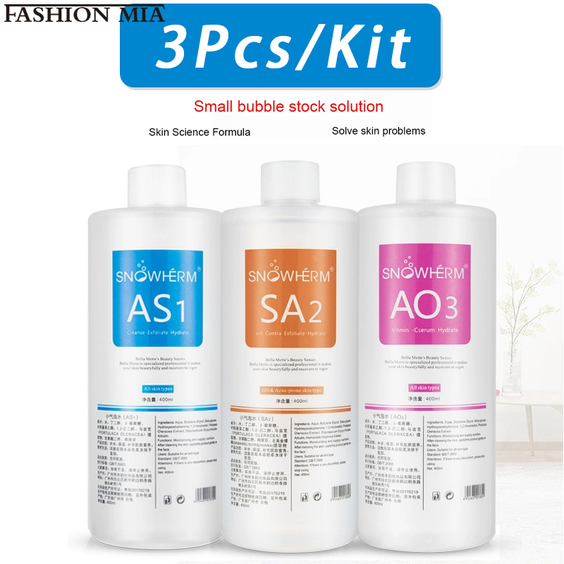 Skincare Oil Control - 3ชิ้น/1200มล. สารละลายลอกผิวด้วยน้ำ AS1 SA2 AO3สำหรับขัดผิวหน้าเซรั่มทำความสะอาดล้ำลึกแบบเกาหลี